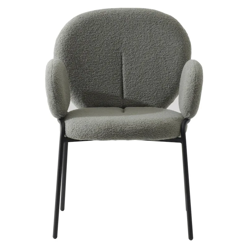 Celestial Boucle Upholstered Iron Dining Chairs Set of 2 by LeisureMod