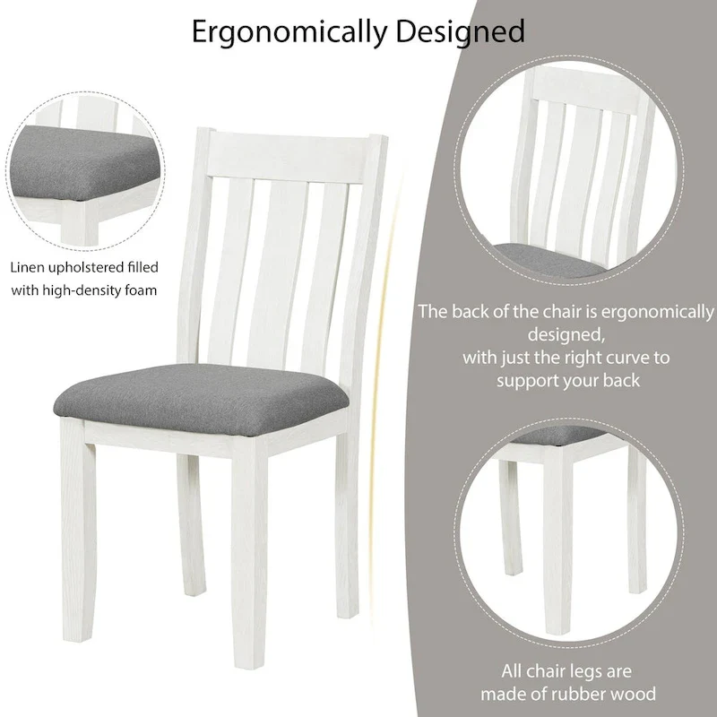 Nestfair Retro Style 7-Piece Dining Table Set with Extendable Table and 6 Upholstered Chairs