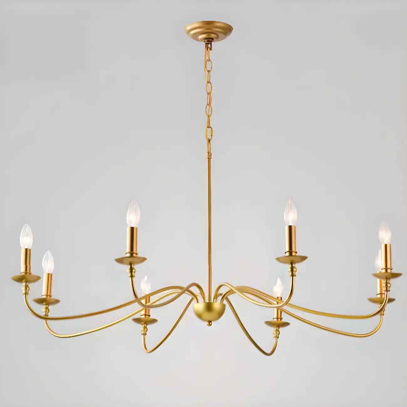 Simple Linear Gold Metal Candelabra Chandelier