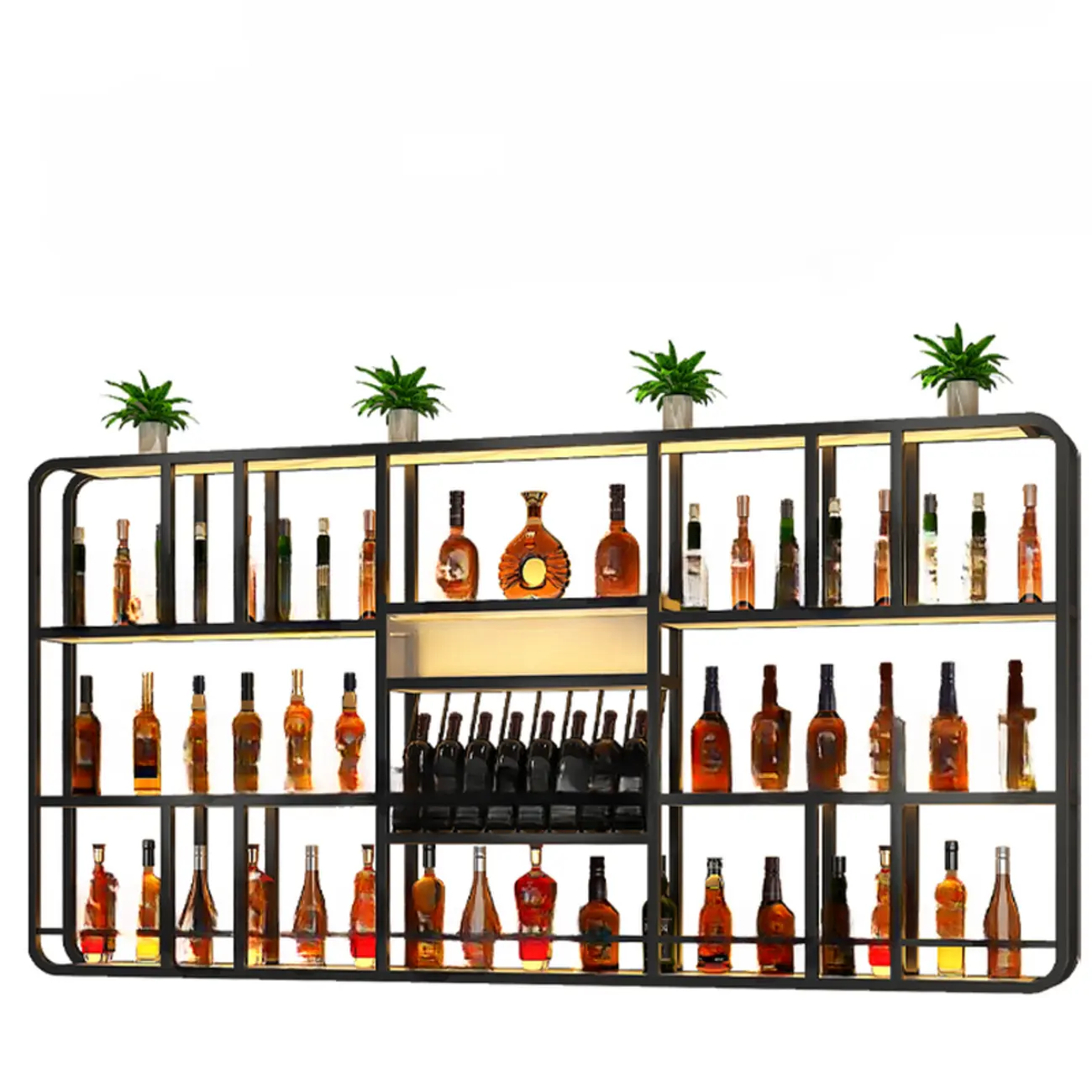 Glam Gold Wall-Mounted Open Wine Bottle Rack