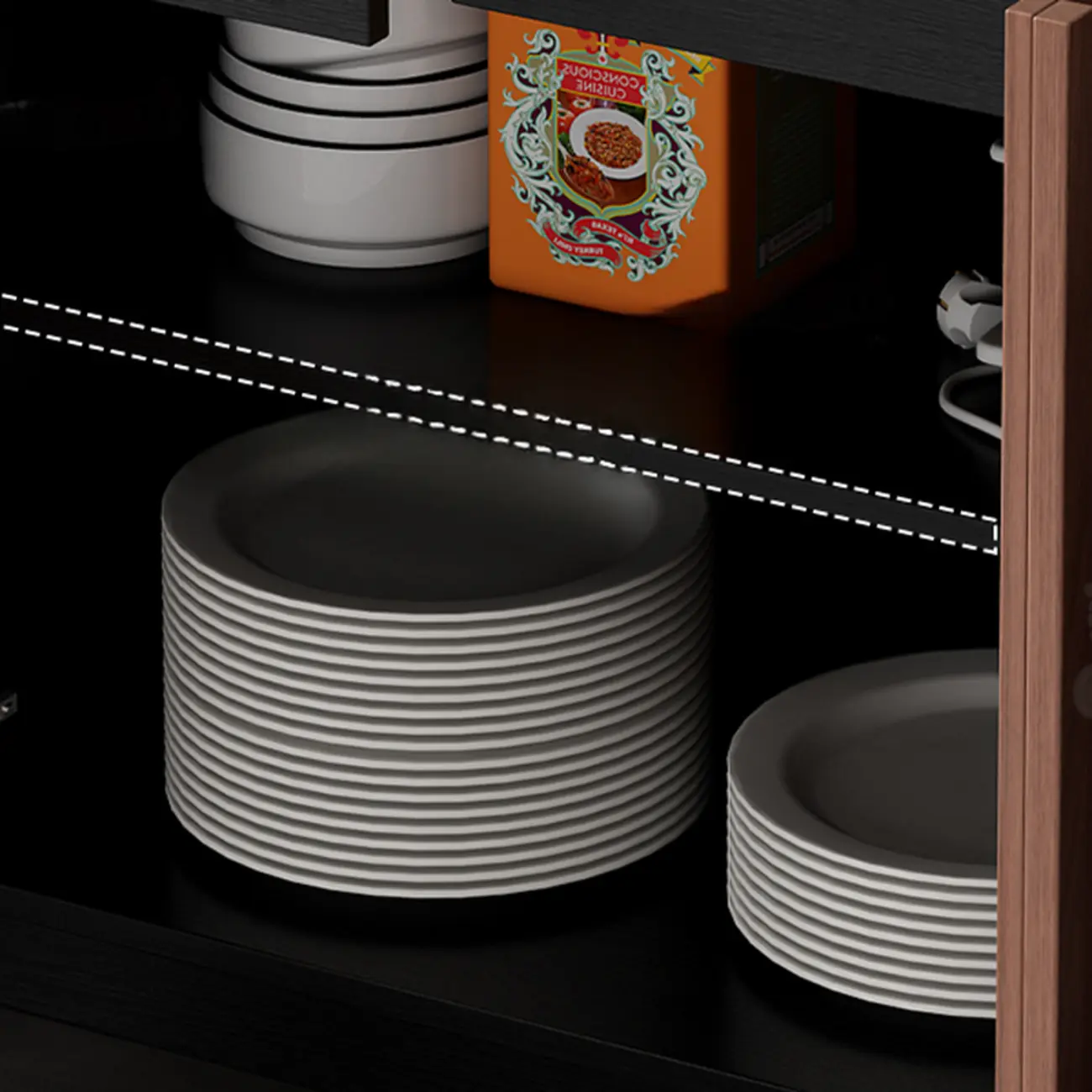 Modern Wood Buffet with Alterable Shelf and Drawers