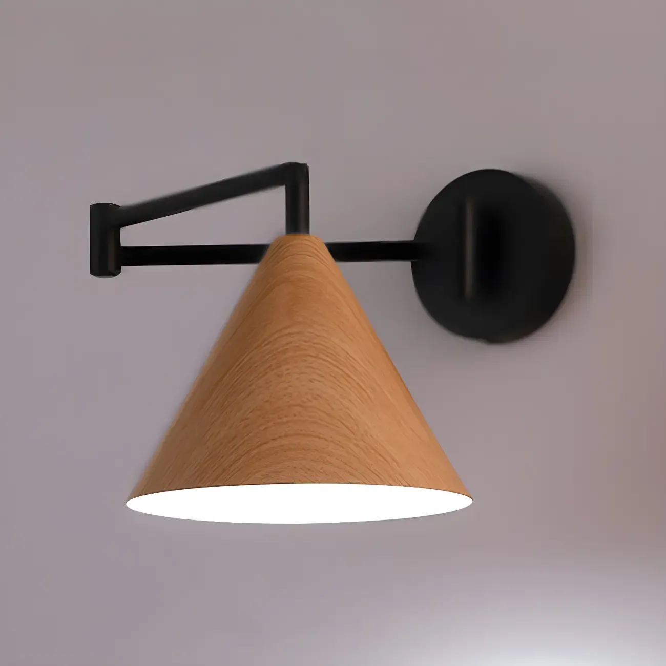 Modern Metal Black Cone Swing Arm Wall Light