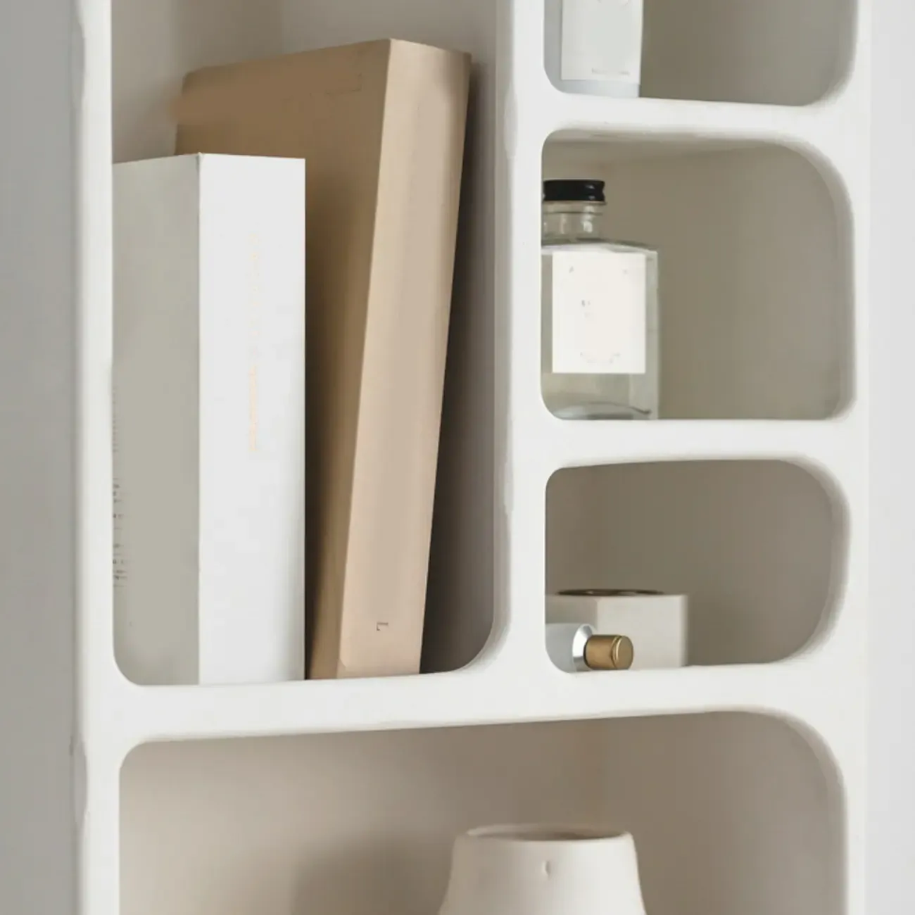 Elegant White Wall-Mounted Wooden Open Display Stand