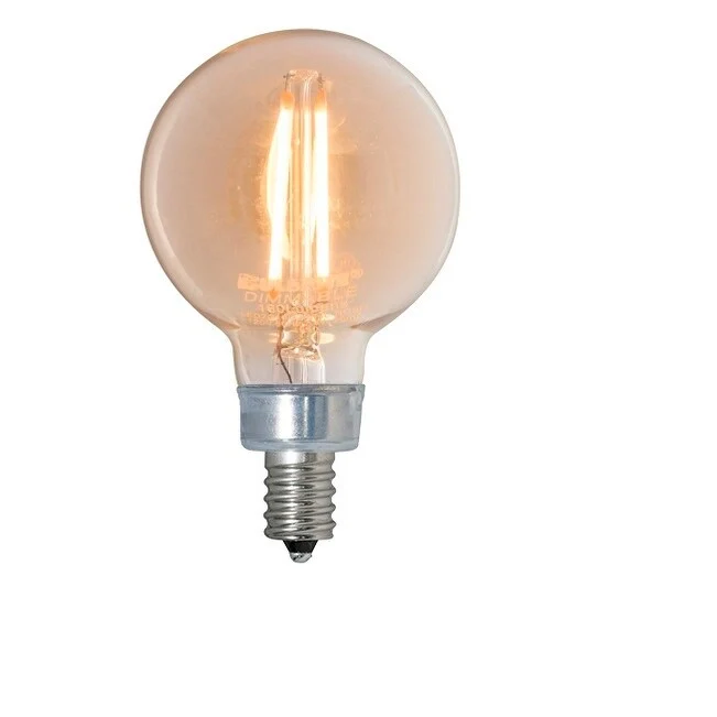 Bulbrite Pack of (3) 2.5 Watt Dimmable Antique Filament G16 Candelabra (E12) LED Bulb - 160 Lumens, 2100K, and 90 CRI
