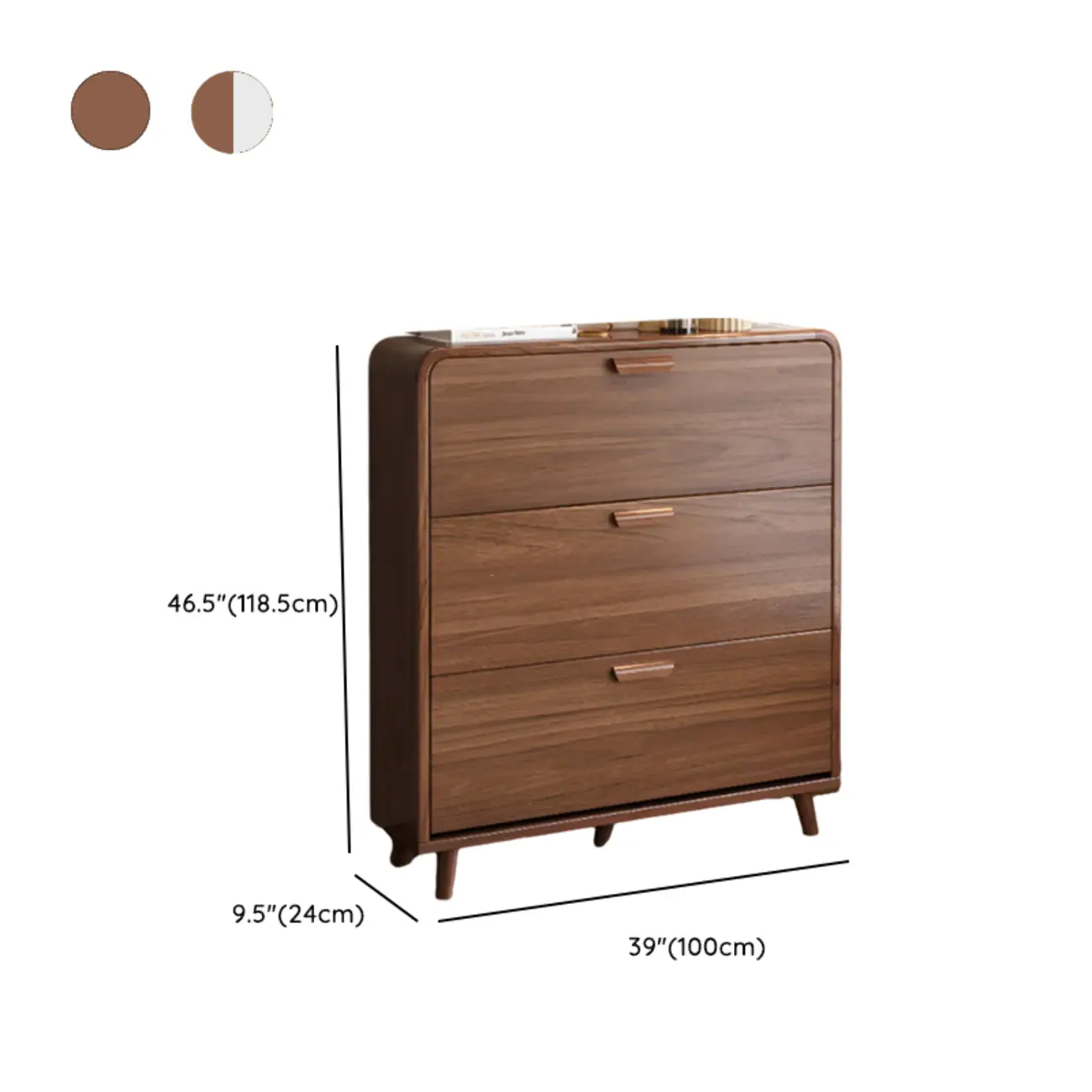 Traditional Hidden Adjustable 3 Tiers Solid Wood Shoe Cabinet