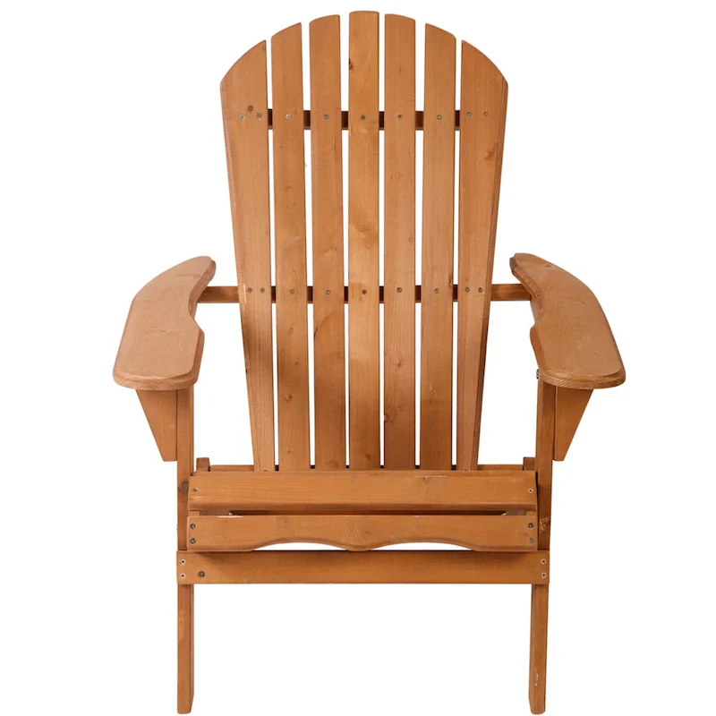 Wesley Natural Solid Wood Foldable Adirondack Chair With Slat Seat