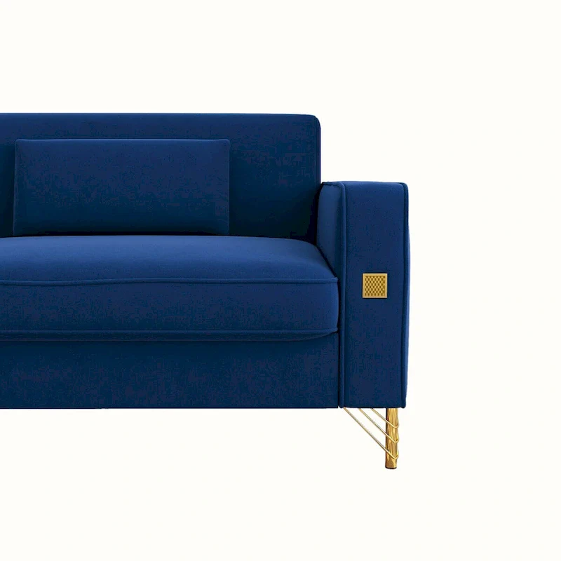 Modern Tufted Velvet Loveseat Upholstered Sofa with Removable Cushions and Pillows - 85.63 in.D x 30.31 in.W x 30.51 in.H