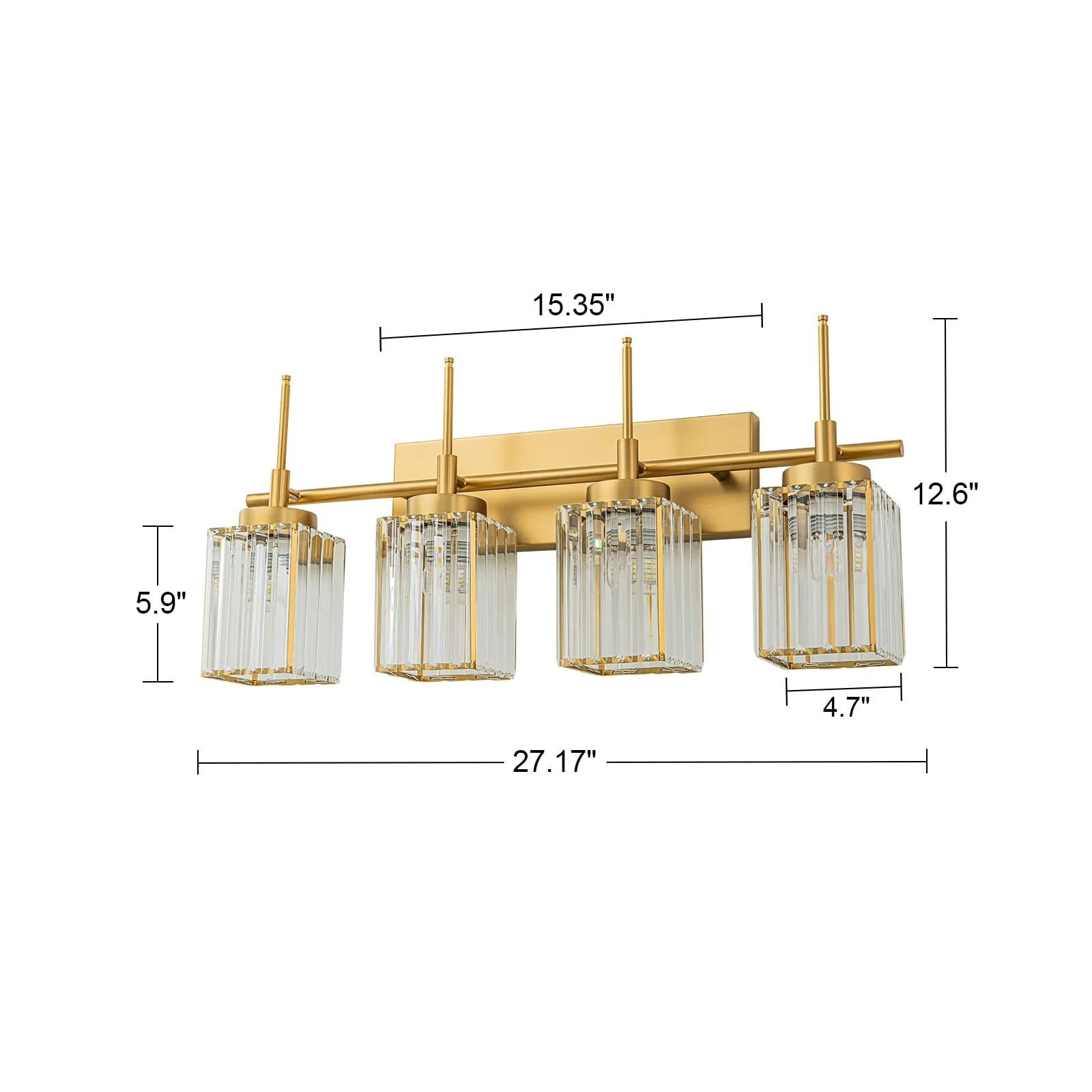 Modern Gold Dimmable Wall Light Glam Cylinder Bathroom Crystal Vanity Light Wall Sconces