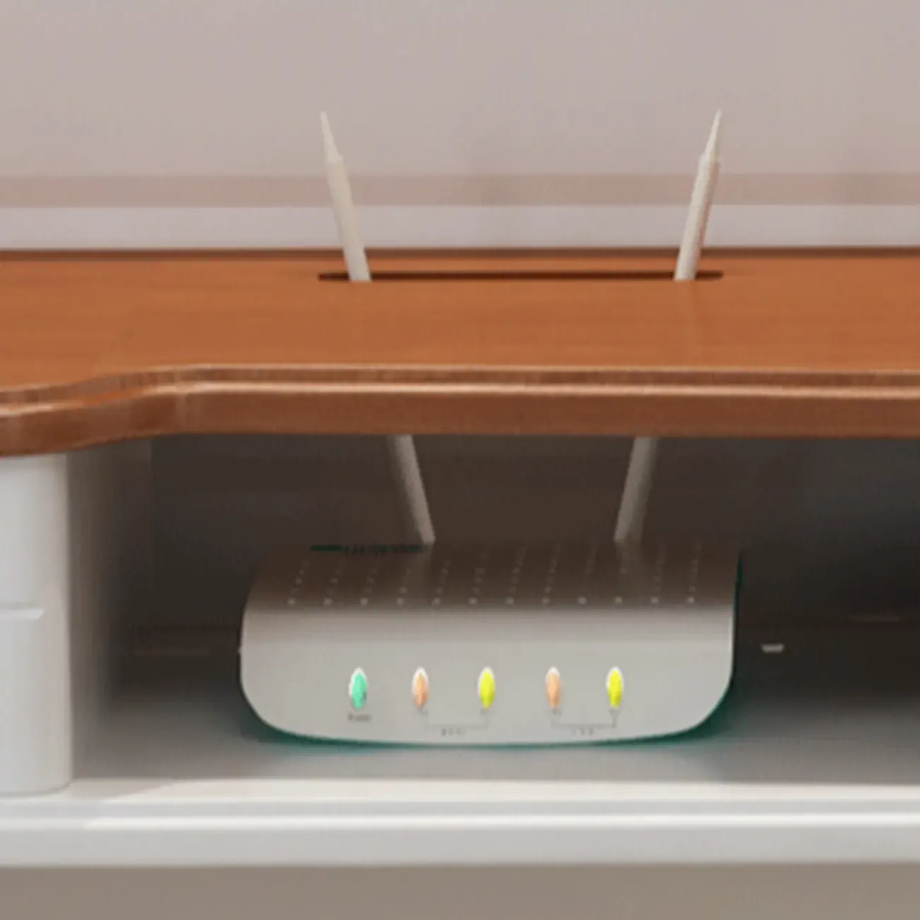 Living Room Wood Brown-White Cable Management TV Stand