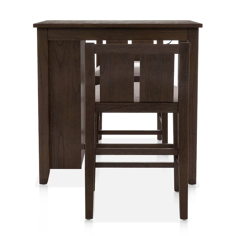 Furniture of America Vesper 3-Piece Counter Height Dining Set with Shelving