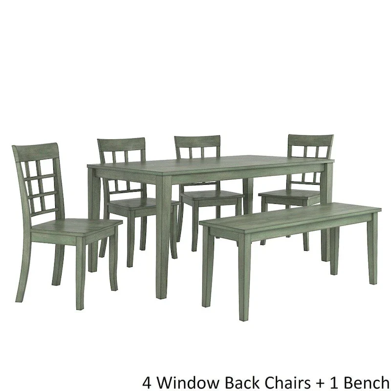 Wilmington II 60-Inch Rectangular Antique Sage Green Dining Set by iNSPIRE Q Classic