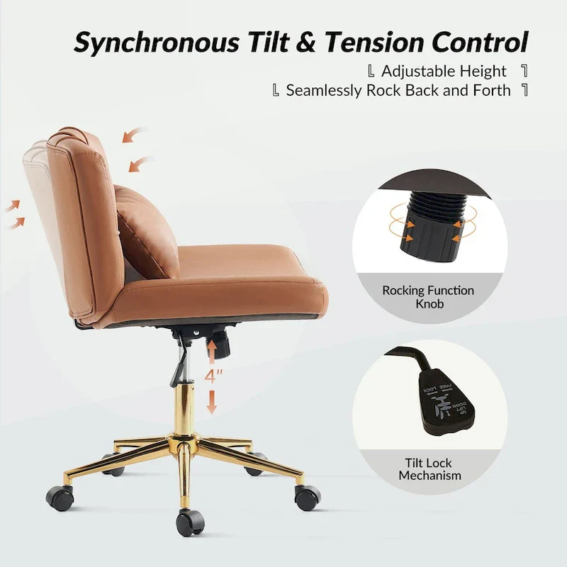 Charlie Modern Button-Tufted Swivel Tilting Office Chair with Pillow by HULALA HOME