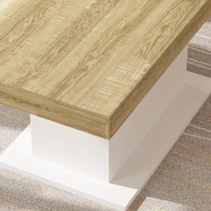 Extendable Dining Room Table Wood Finish Top Computer(Black/White)