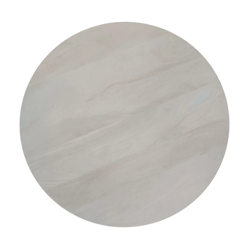 Tomas 32 Inch Coffee Table, Mango Wood Drum Top, Classic Washed White
