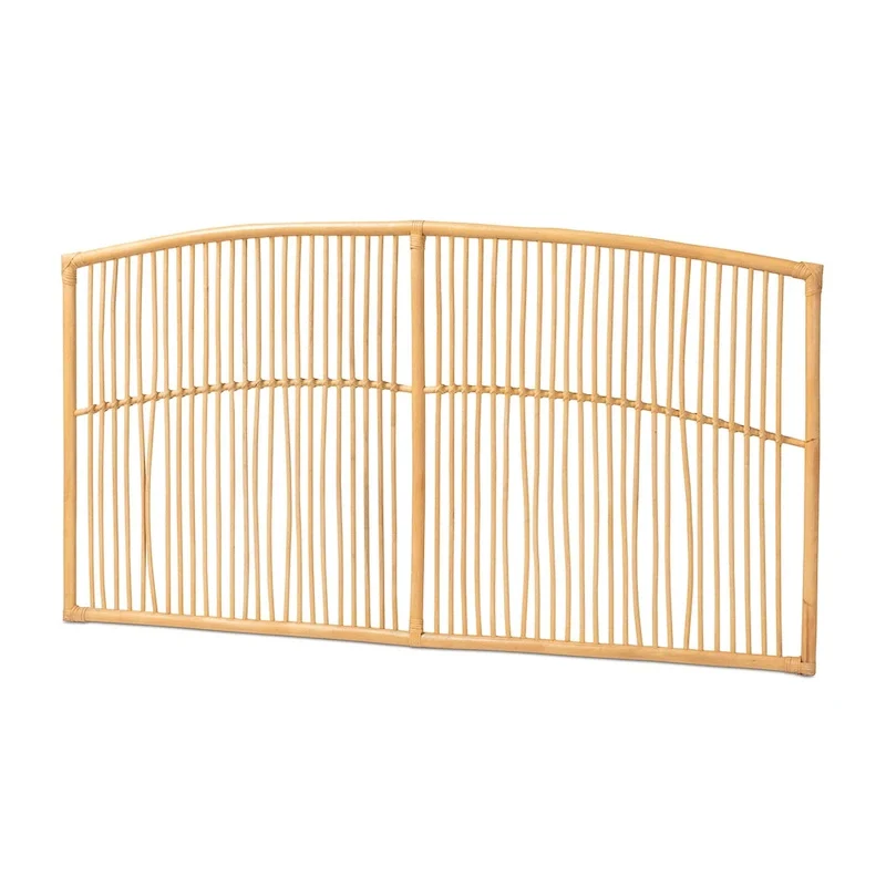 Malvina Modern Bohemian Natural Rattan Wall-mountable Headboard-Queen