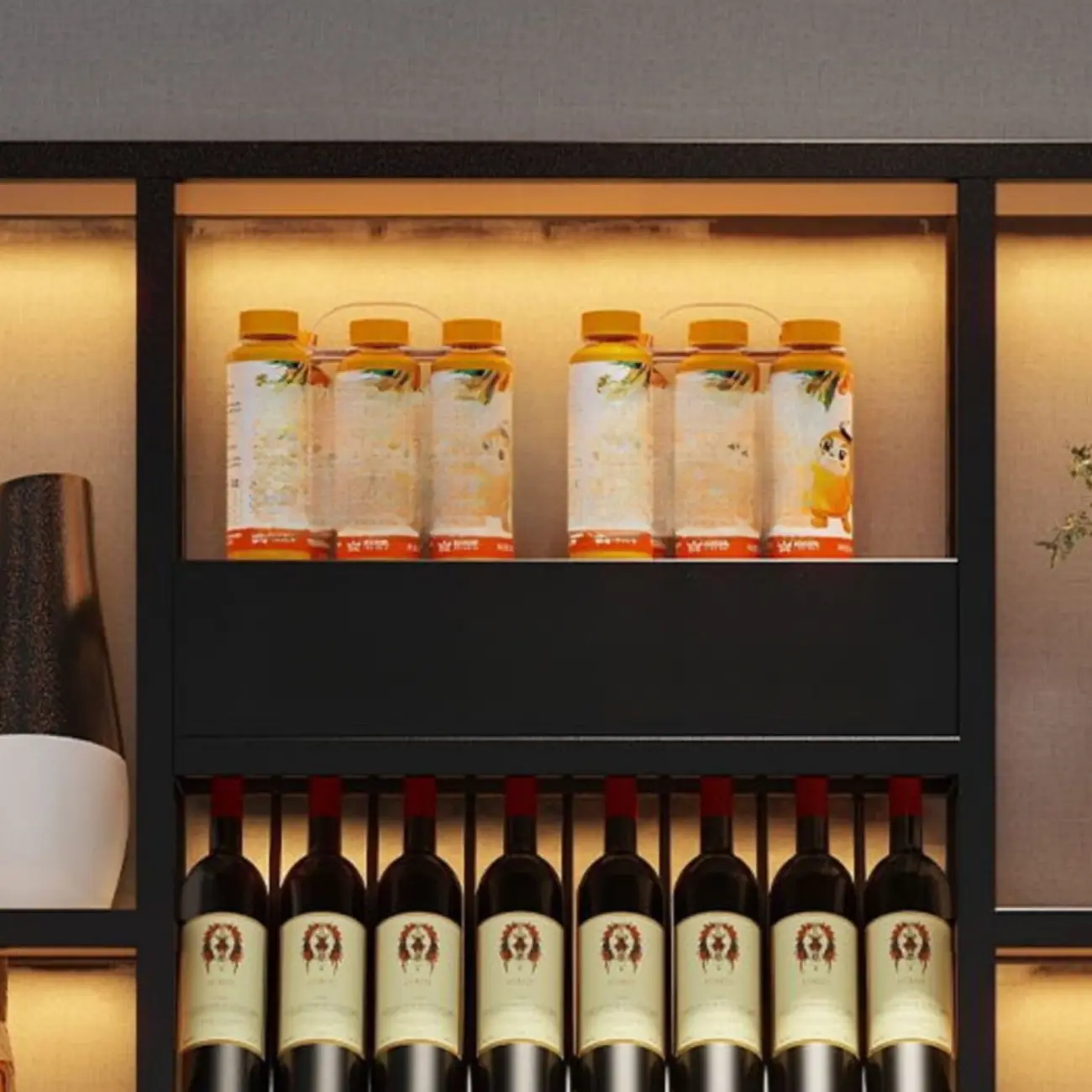 Wall-Mounted Metal Industrial Display Wine Rack