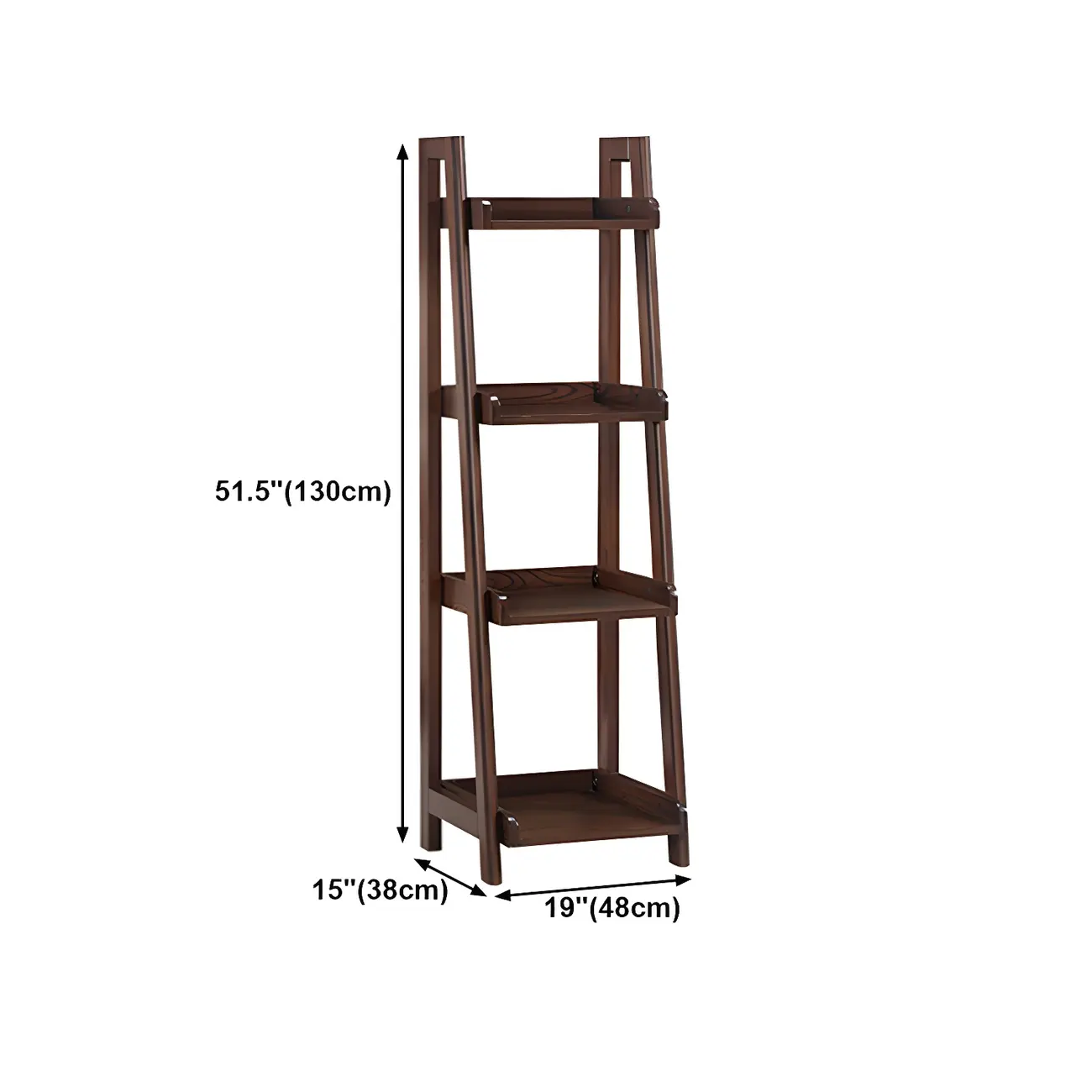 Narrow Wood Open Back Vertical Ladder Bookshelf