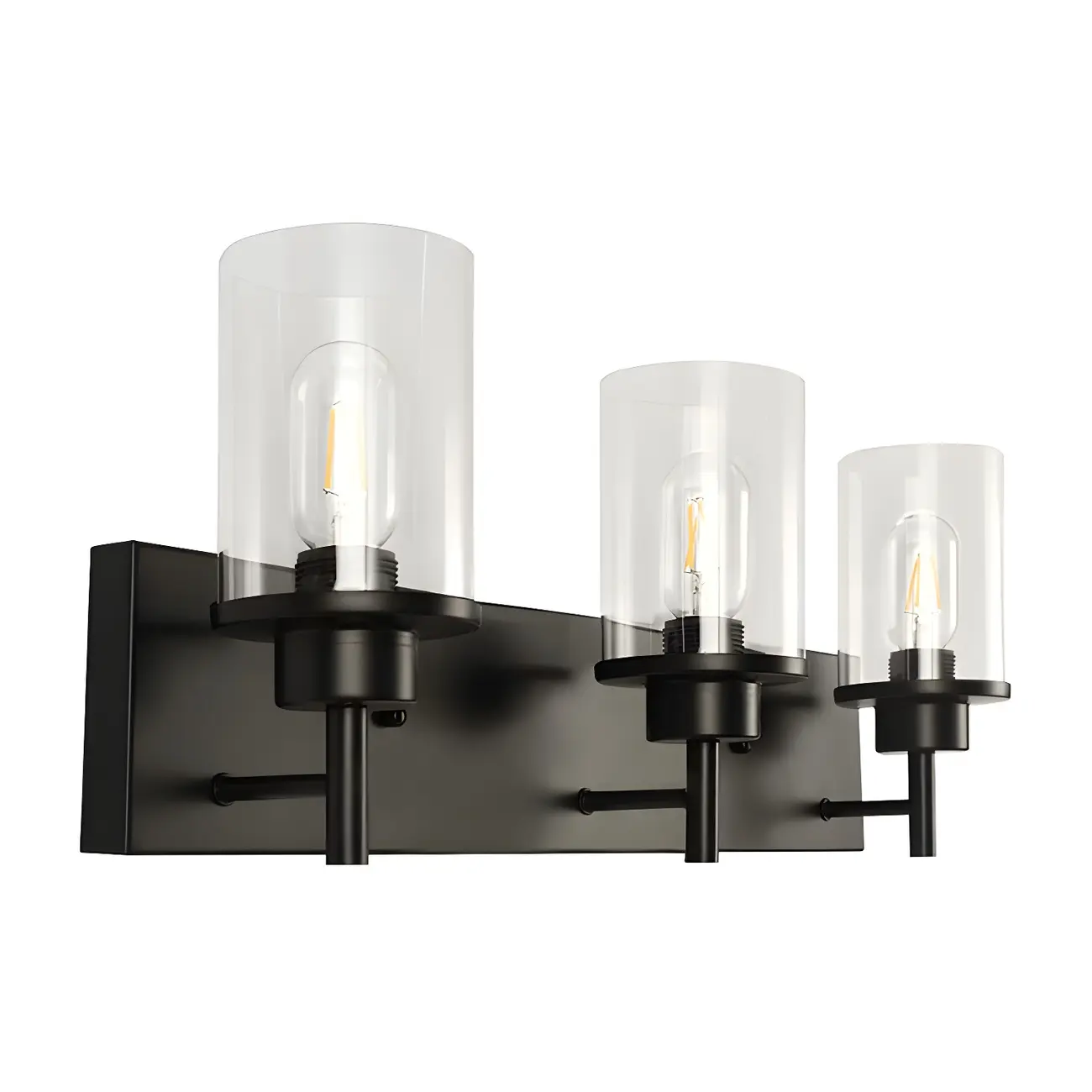 Industrial Black Cylinder Glass Bathroom Vanity Light