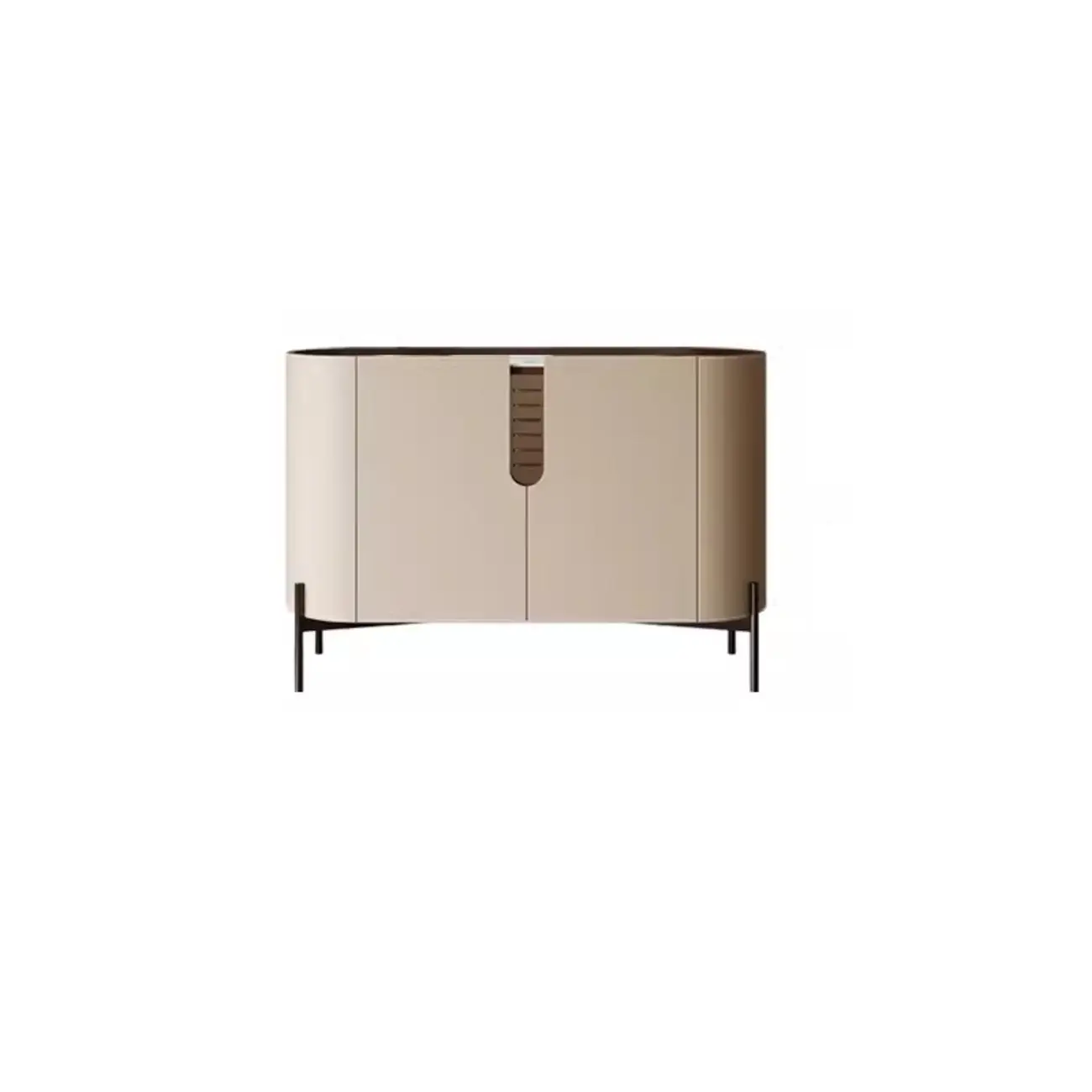 Modern Beige Stone Accent Cabinet with 4 Straight Legs