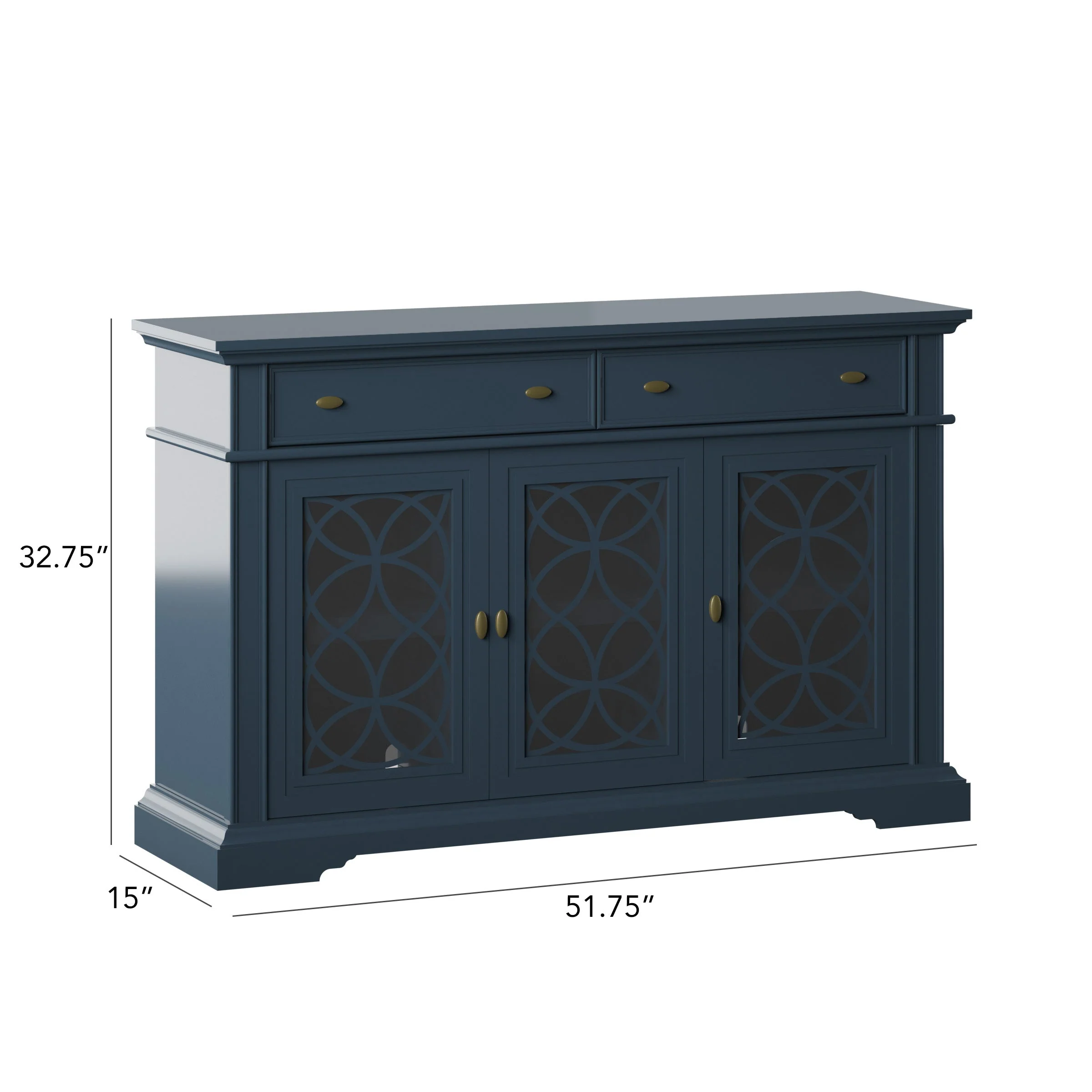 Farmhouse Traditional 52 Buffet Sideboard with Accented Glass-Front Doors