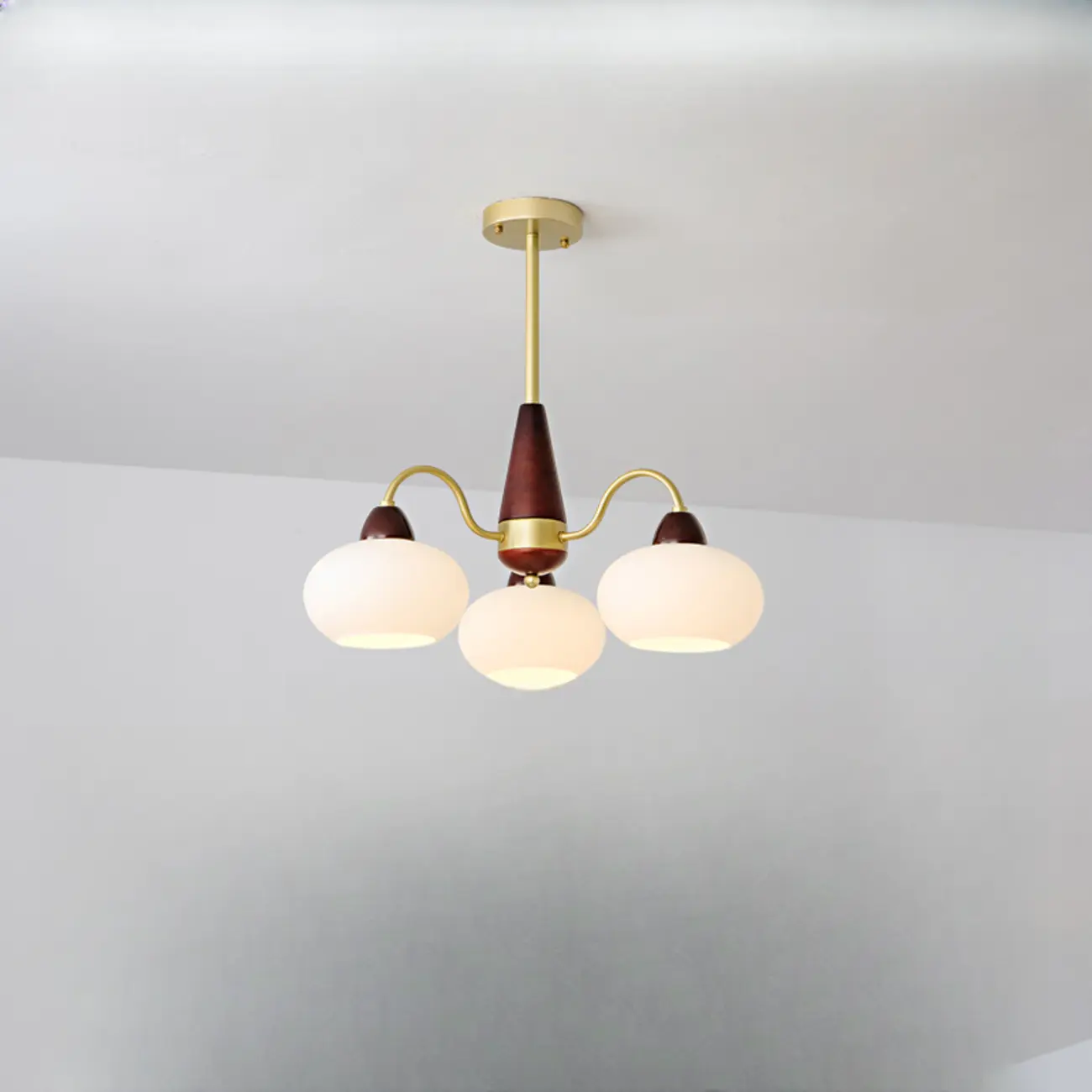 Classic Gold Glass Drum Shade Elegant Chandelier