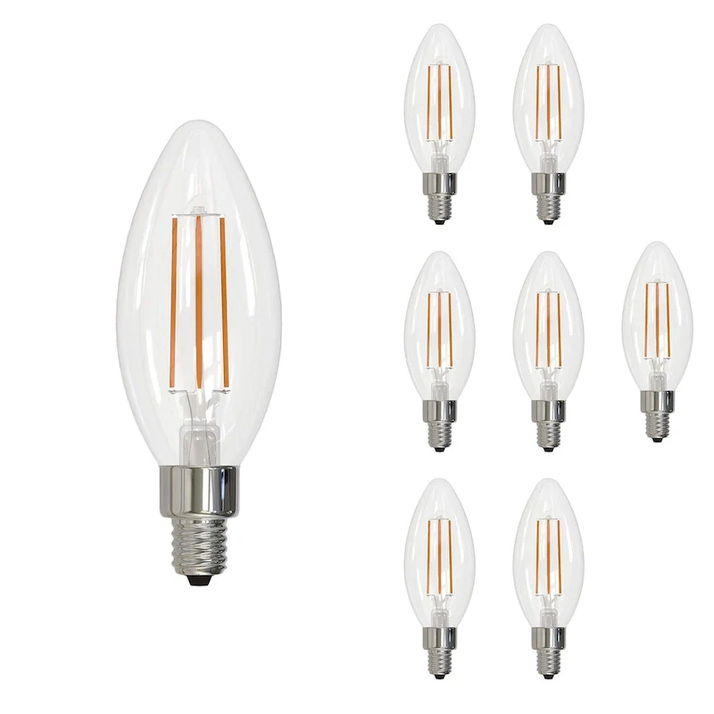 Bulbrite Pack of (8) 4 Watt Dimmable Clear Filament B11 Candelabra (E12) LED Bulb