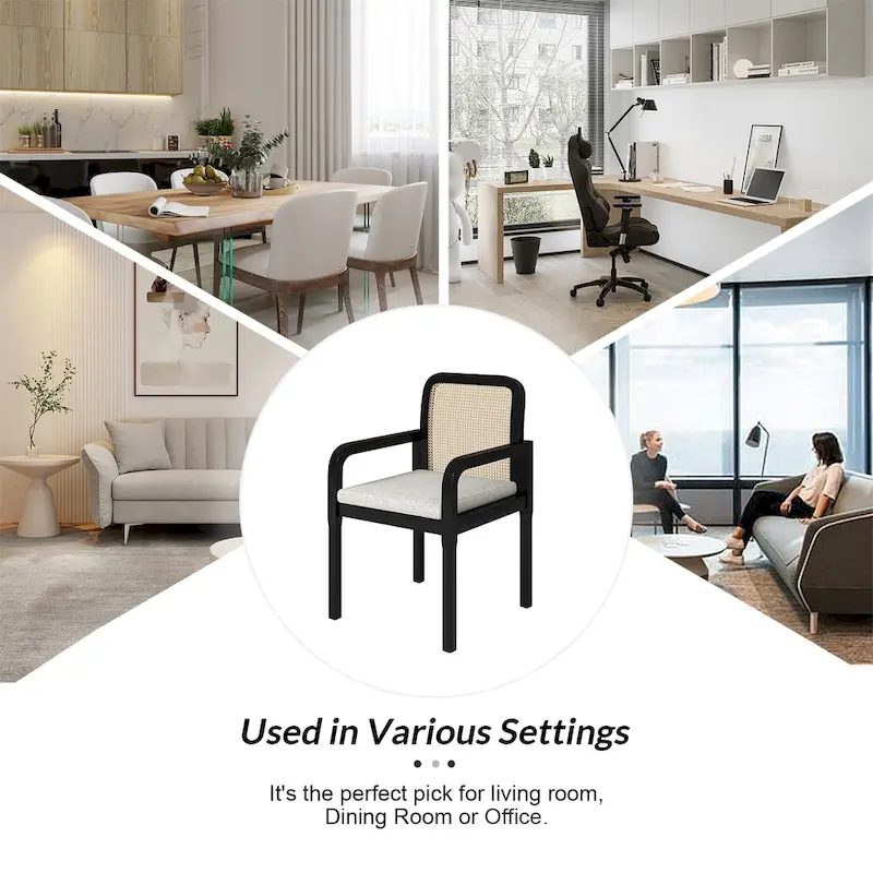 Antoine Modern Ratten Back Dining Chair with Removable Cushion Set of 6 by HULALA HOME