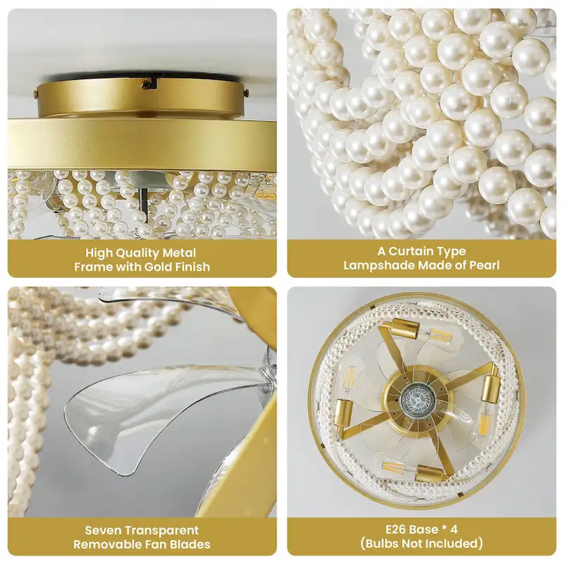 20  Boho Crystal Ceiling Fans with Lights Flush Mount