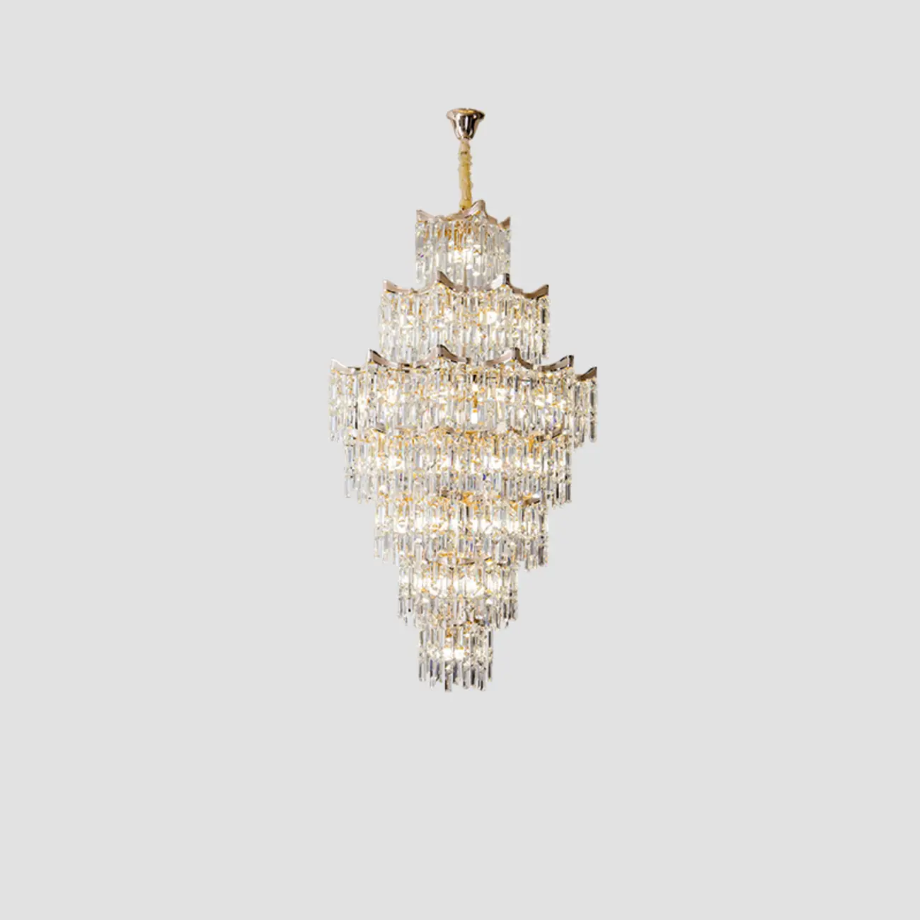 Modern Luxury Crystal Cascade Chandelier for High Ceilings