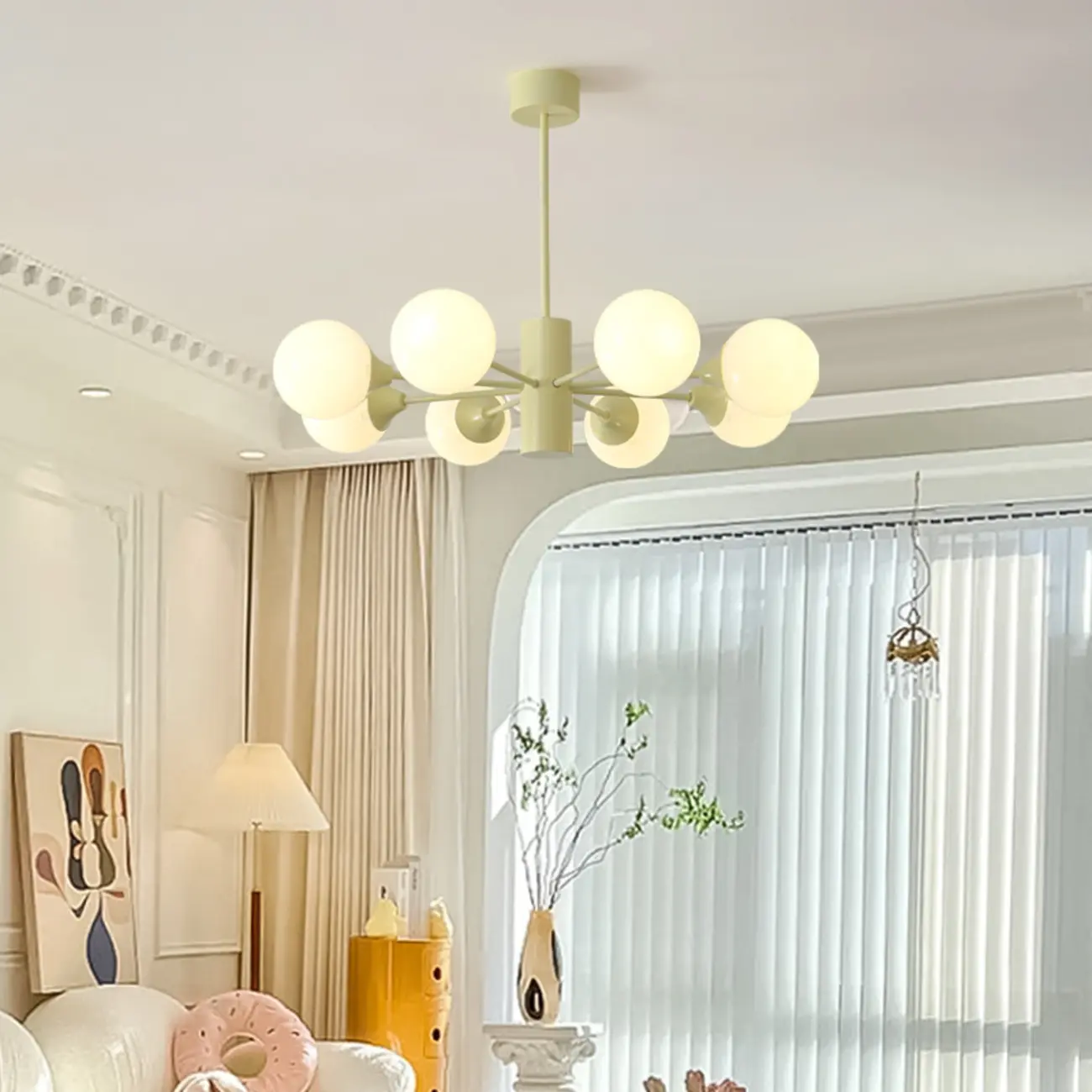 8-Light Modern Glass Globe Chandelier with Adjustable Design