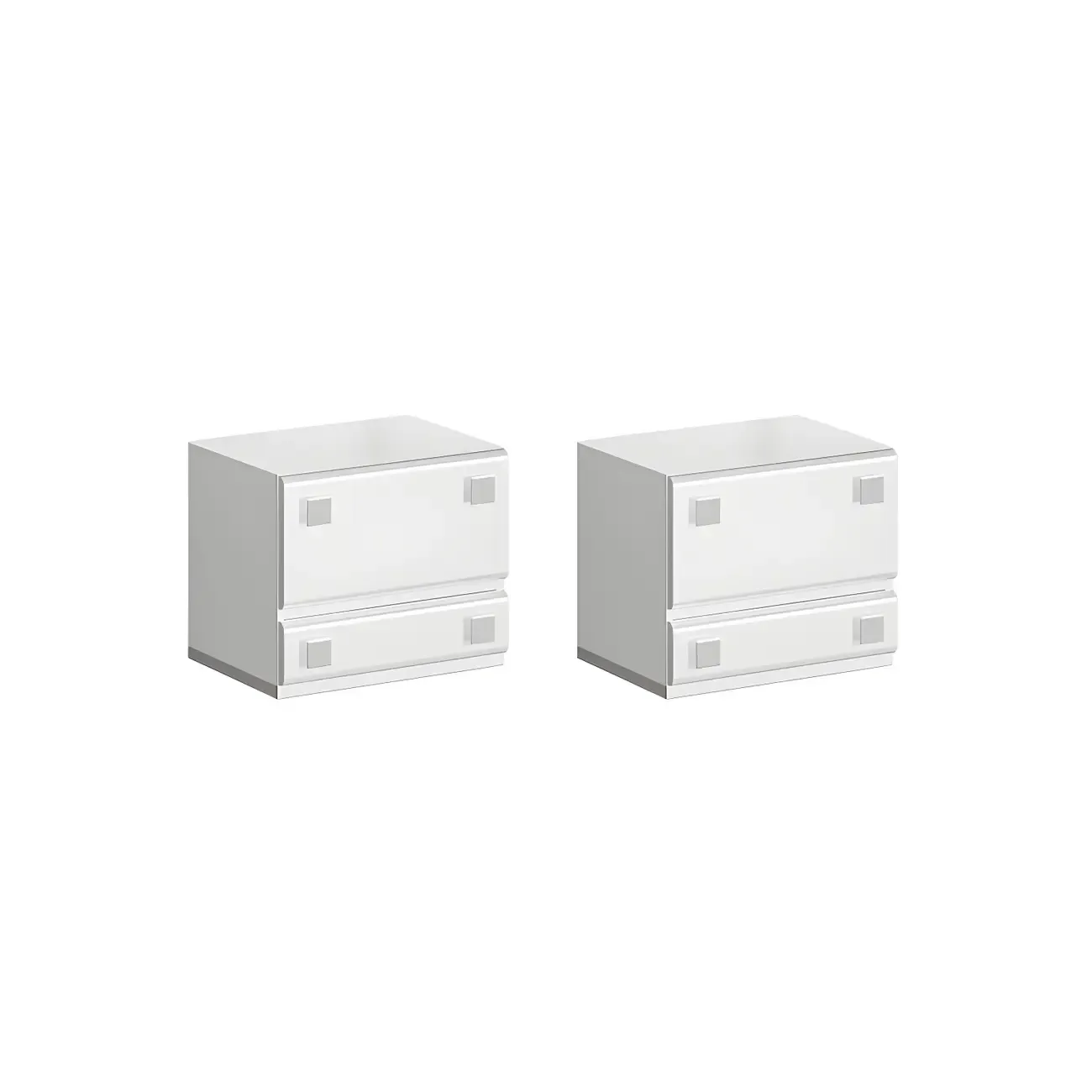 Modern Glossy Wood Metal 2-Drawer Nightstand