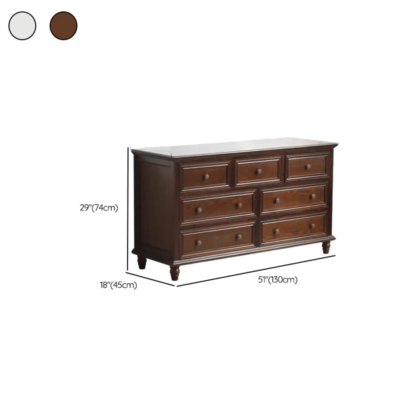 Traditional  6-Drawer White Wood Dresser