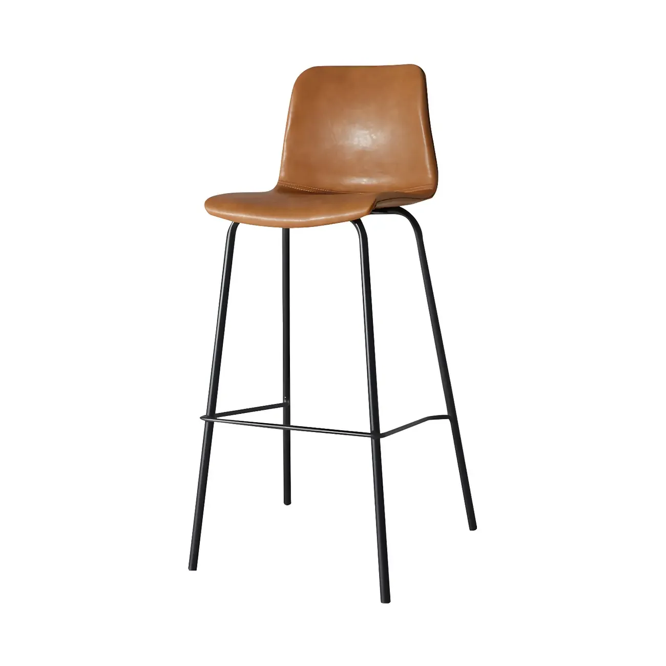 Brown Saddle Metal Frame Leather Counter Stools with Backs