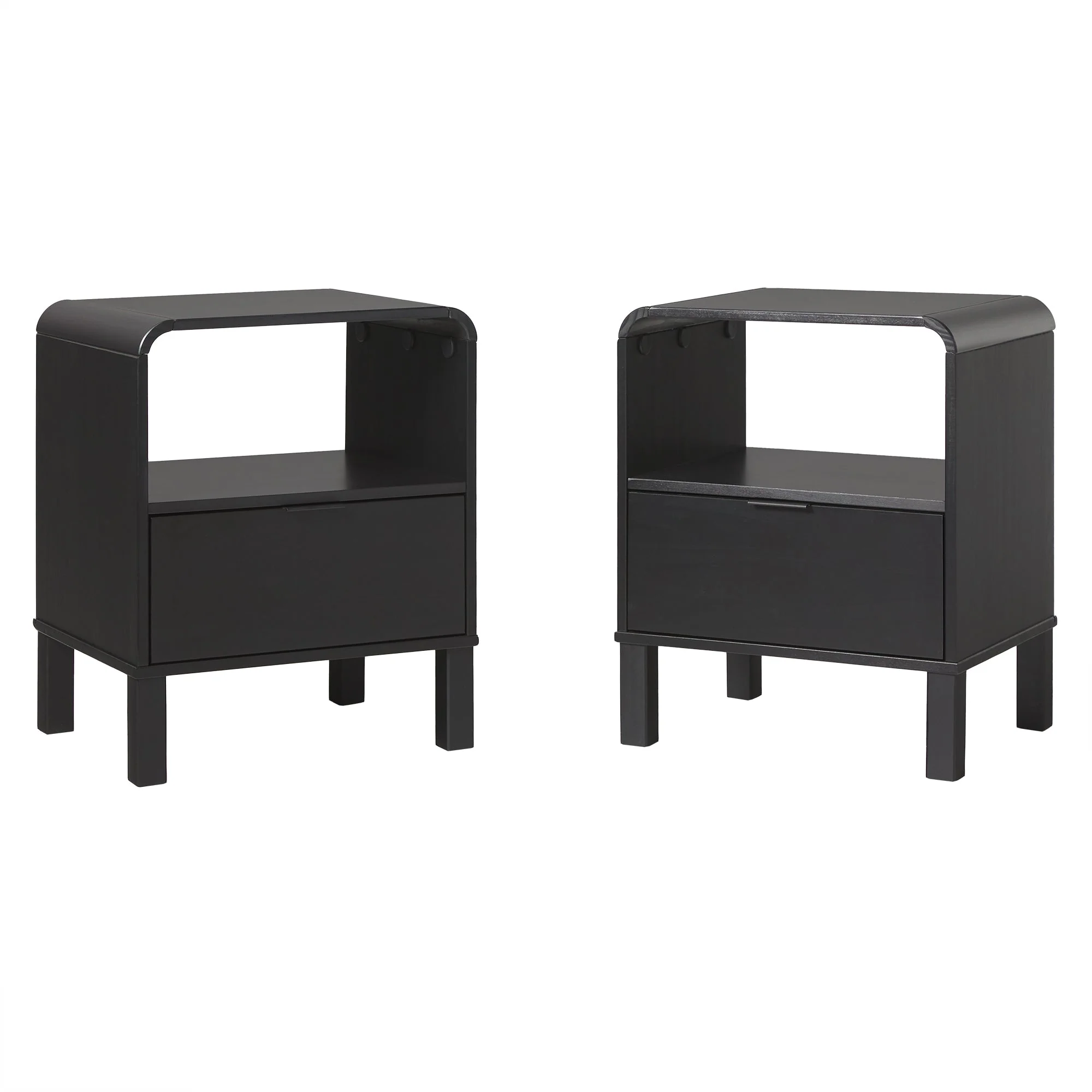 Elias Modern Curved-Frame Solid Wood Nightstand