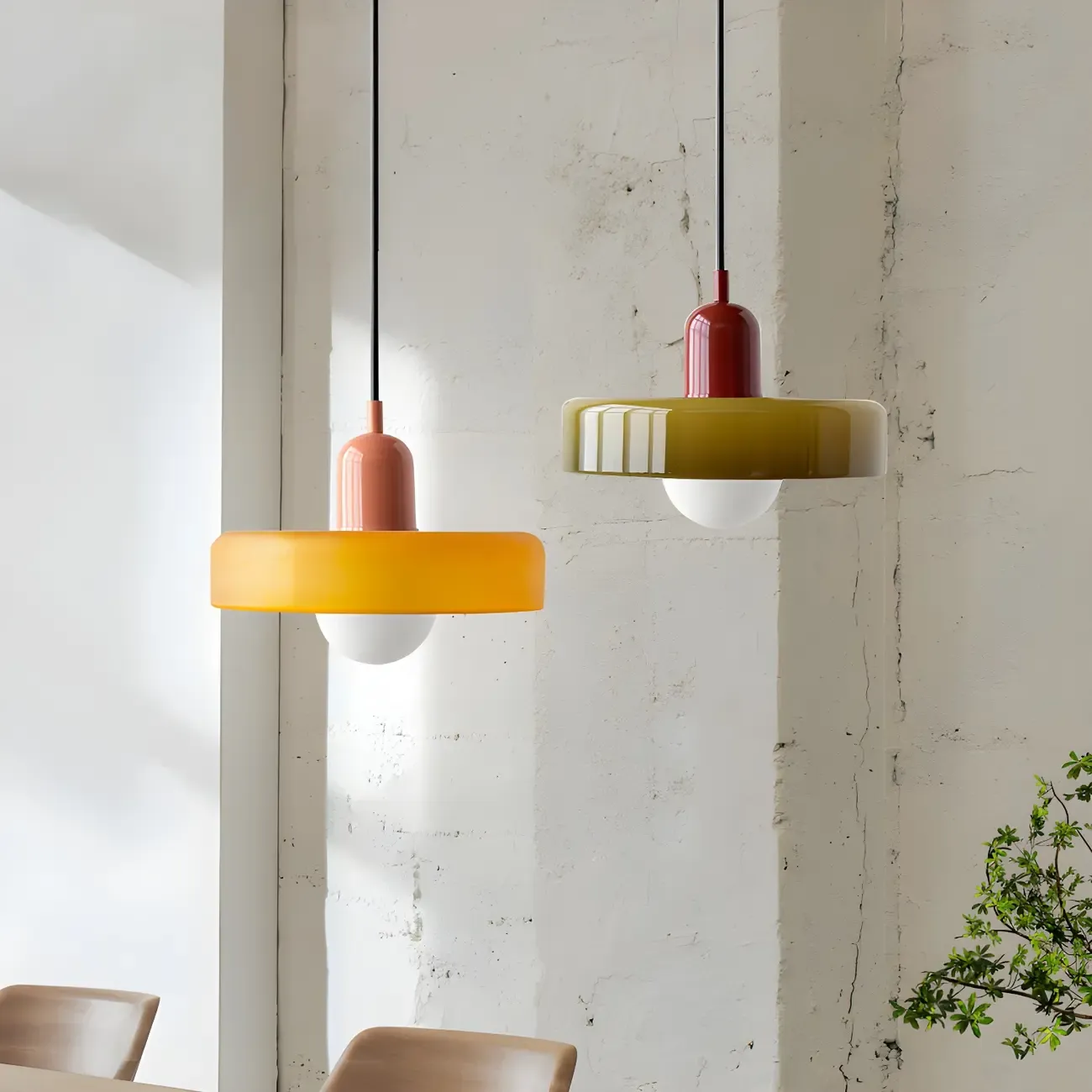 Modern Hanging Light Fixture Colorful Glass Shade Pendant Light
