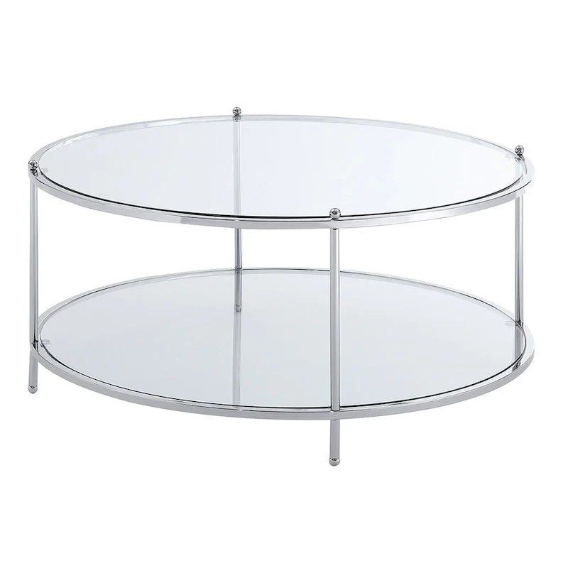 Convenience Concepts Royal Crest 2 Tier Round Glass Coffee Table