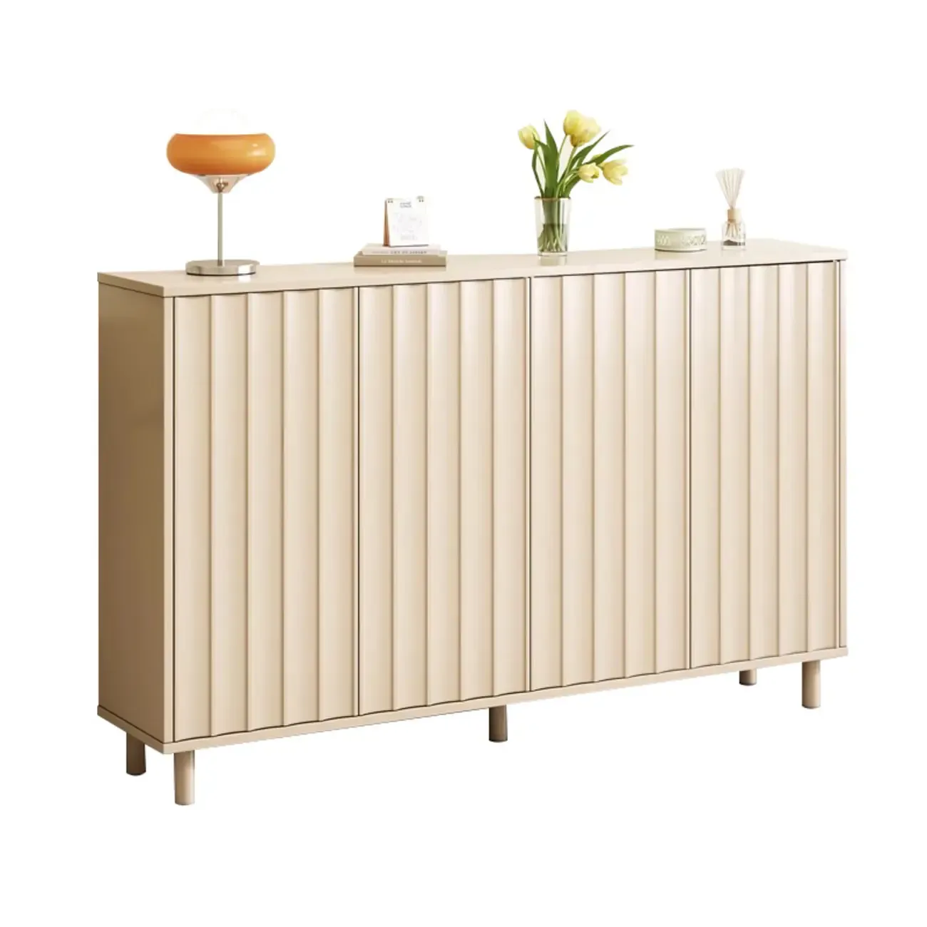 Modern White Closed Back Adjustable Wooden Shoe Cabinet