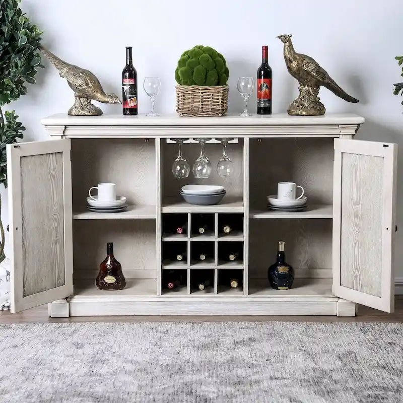 Furniture of America Hish Rustic White 57-inch Wood 5-shelf Buffet Server