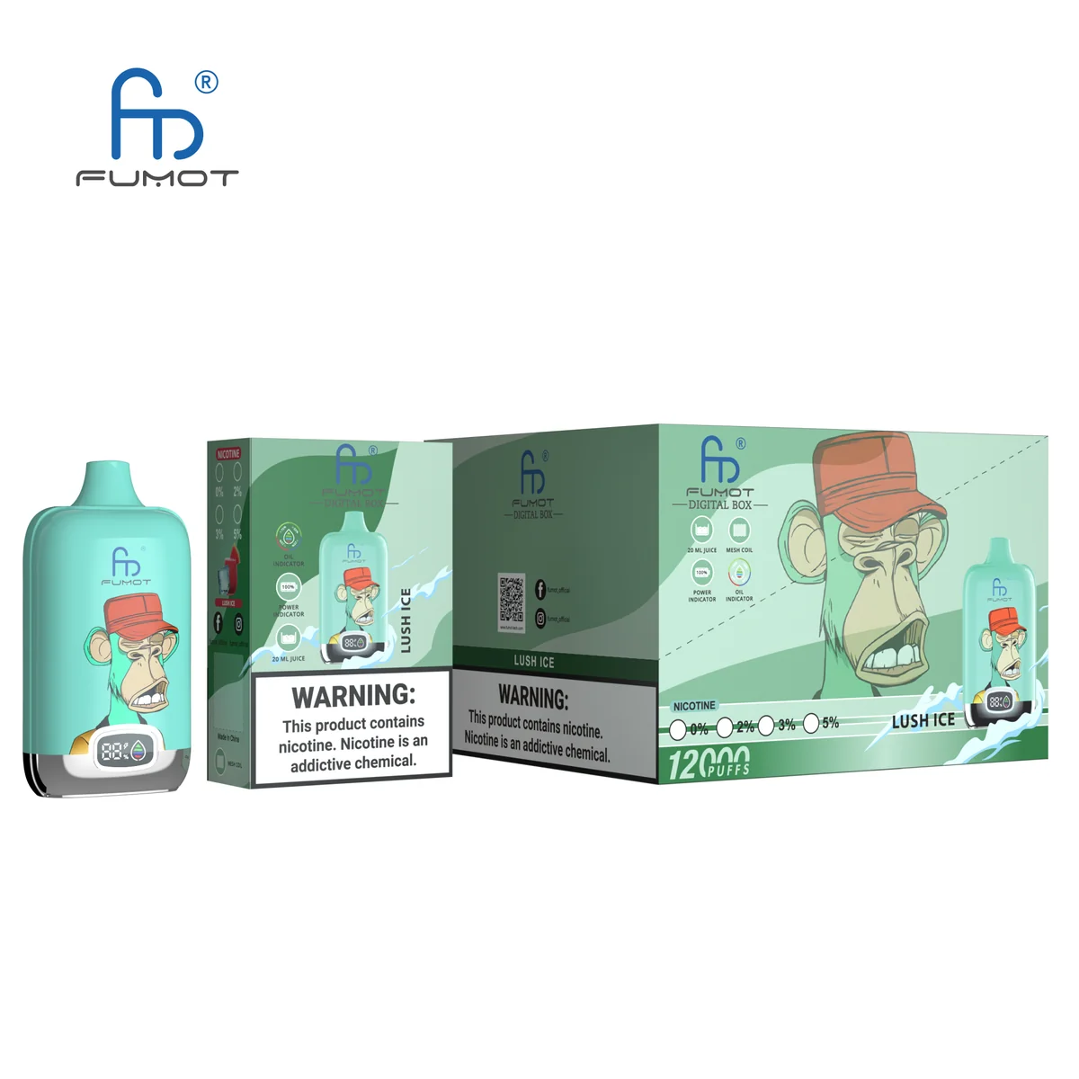 Fumot Digital Box 12000 Lush Ice – 10er-Displaybox mit Einweg-Vape und Einzelpackung