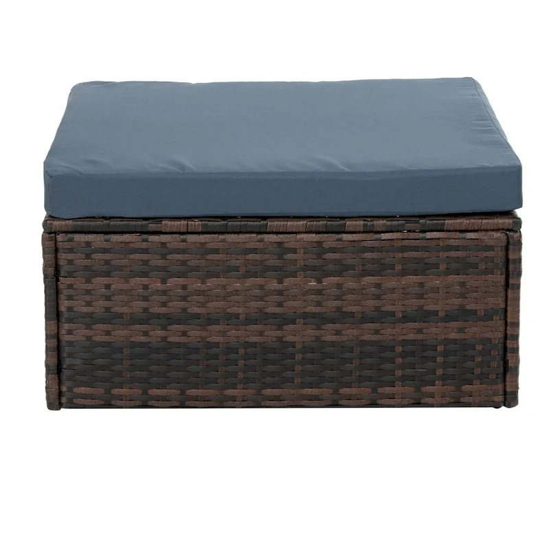 5 Set Wicker Furniture With Tempered Glass Coffee Table