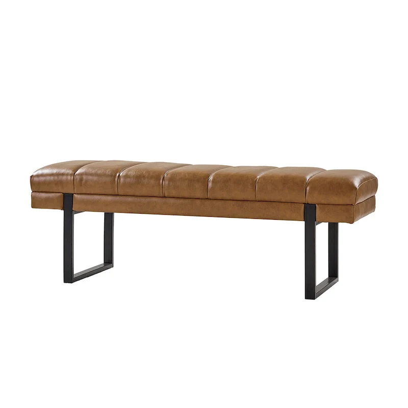 Laurens Modern 52.5 Channel Tufted Bench with Mental Legs by HULALA HOME
