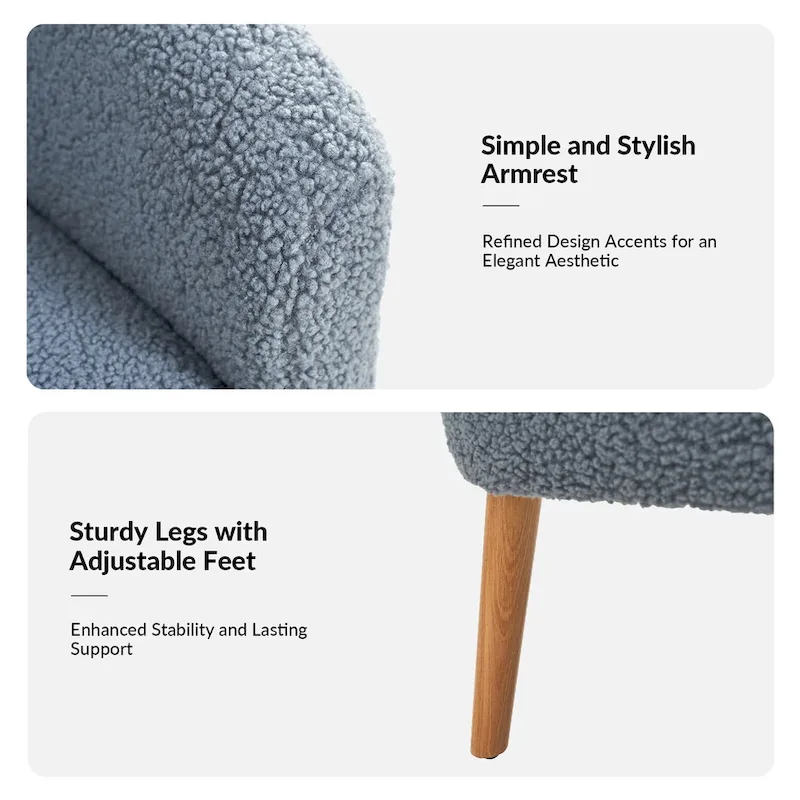 Sheila Modern 30W Boucle Armchair with Solid Wood Legs Set of 2 by HULALA HOME