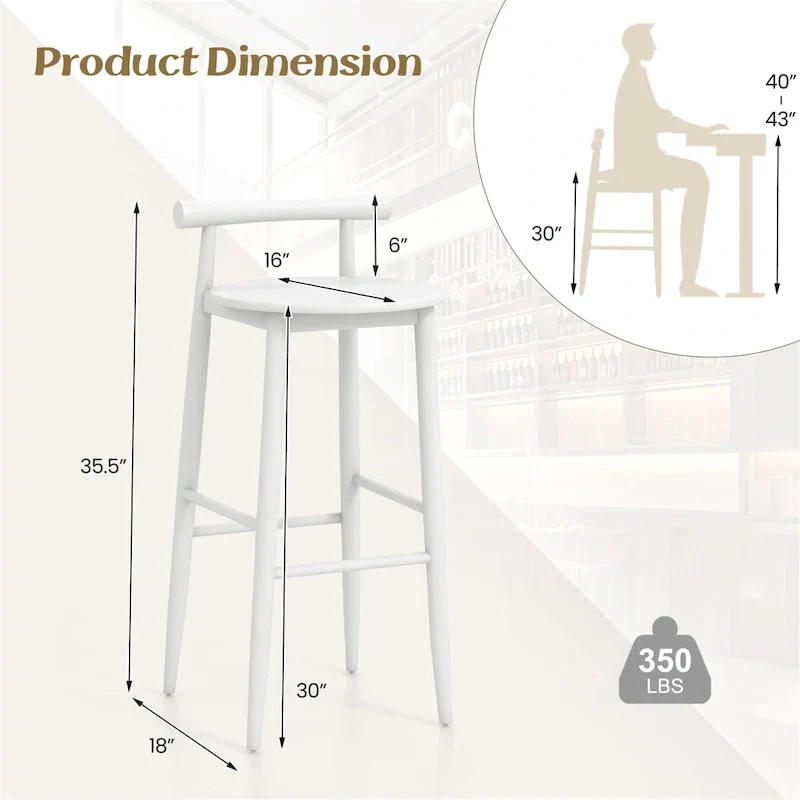 Gymax Bar Height Stools Set of 4 Bar Chair w/ Acacia Wood Frame