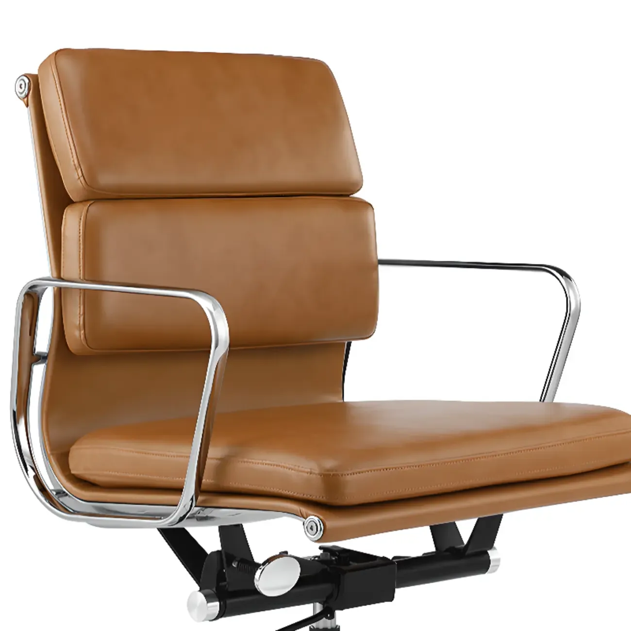 Modern Silver Metal White Leather Swivel Office Chair
