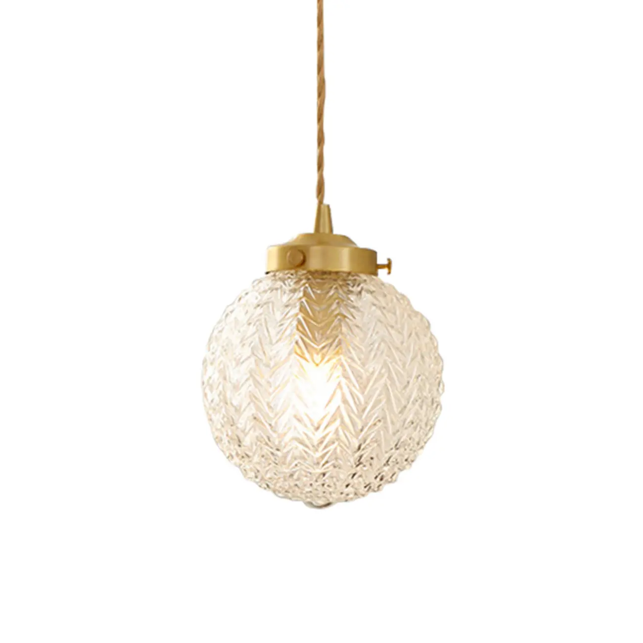 Modern Gold Carved Glass Globe Pendant Light