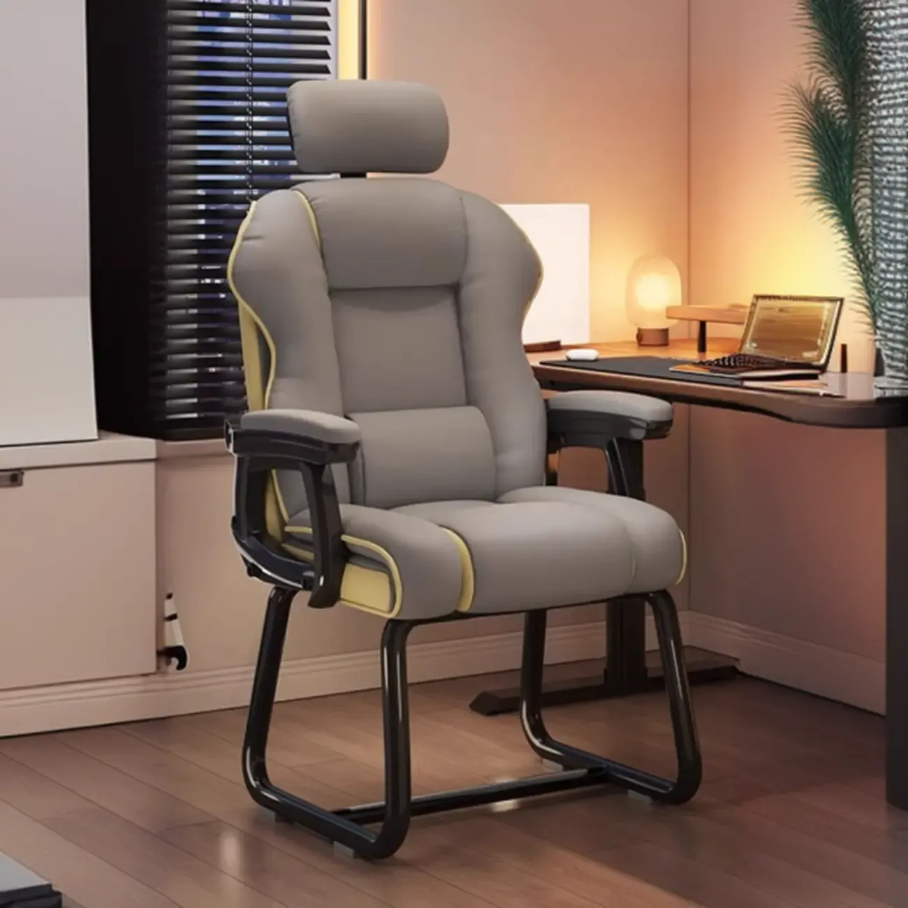 Yellow High-Back Leather Ergonomic Executive Chair