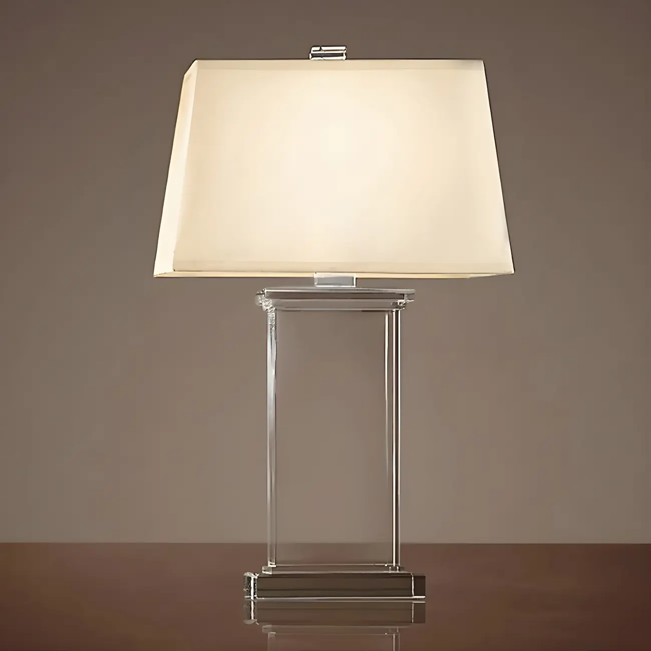 Elegant Rectangular Crystal Fabric Shade LED Table Lamp