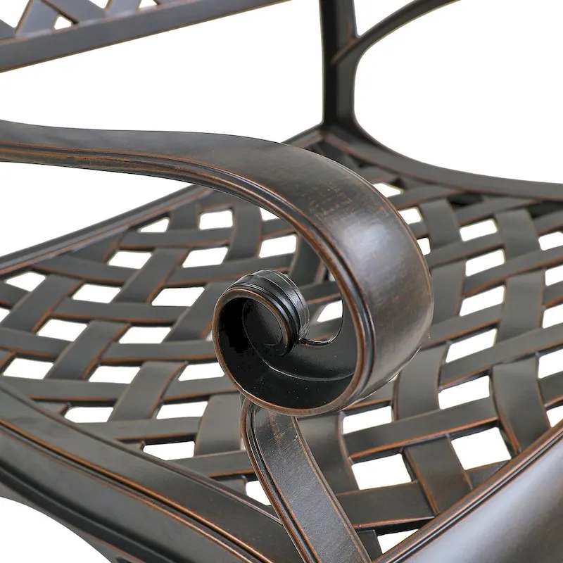 Set of 2 Cast Aluminum Stationary Dining Chairs