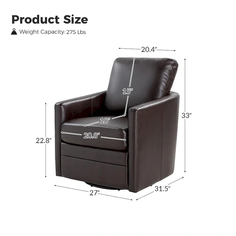 Terrance Transitional Swivel Faux Leather Barrel Accent Chair with Metal Base