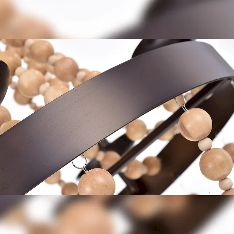 Crelimen 5-Light 22-Inch Wood Antique Bronze Pendant